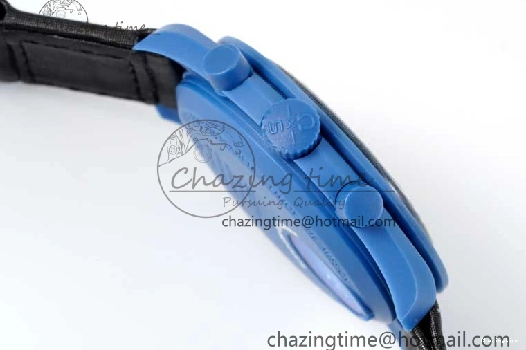 0206 ZipUp Speedmaster Misson To Neptune 1:1 Best Edition Blue Dial On Nylon Strap Quartz 7854